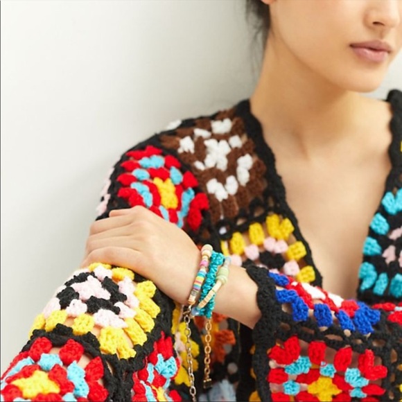 ANTHROPOLOGIE COLOURBLOCKED SQUARE CROCHET CARDIGAN 🔥 - Picture 4 of 9